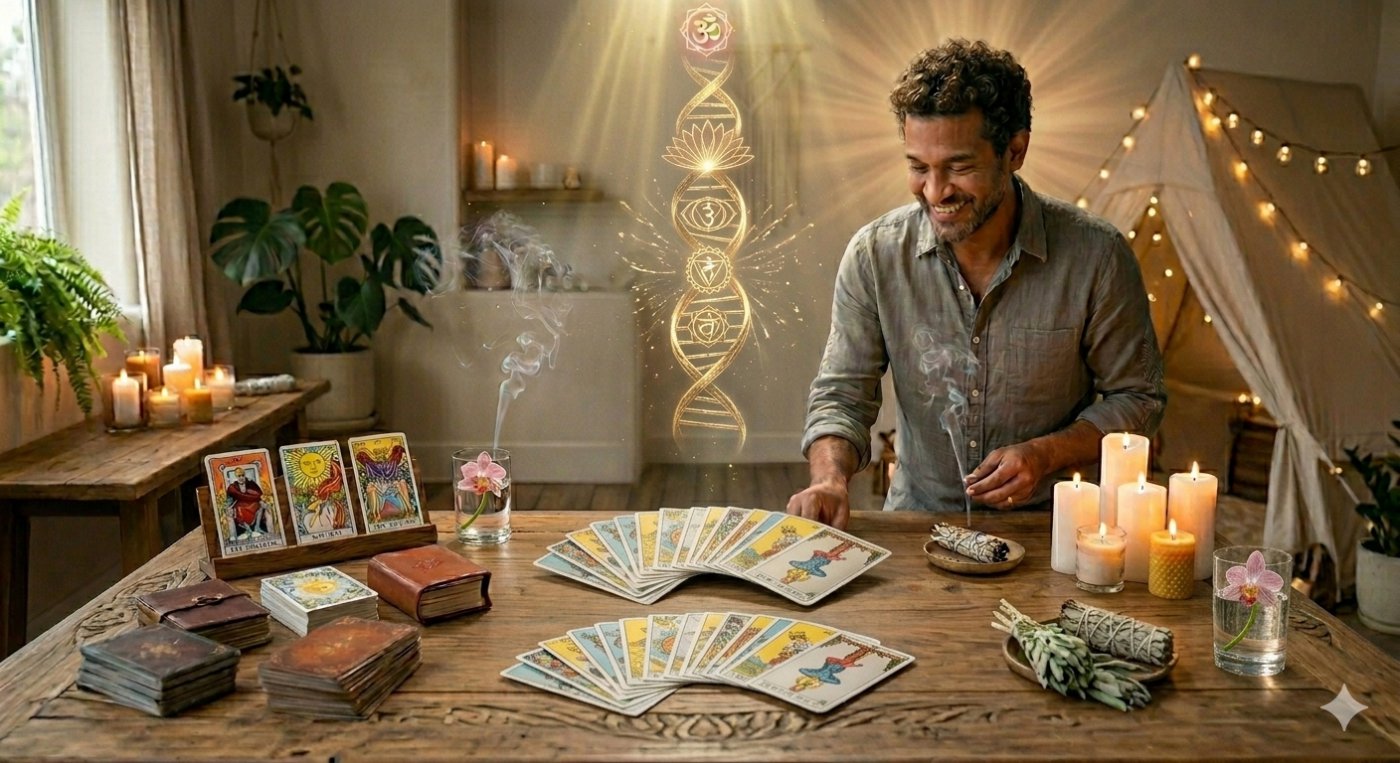 Tarot Reader Preparing For a Reading