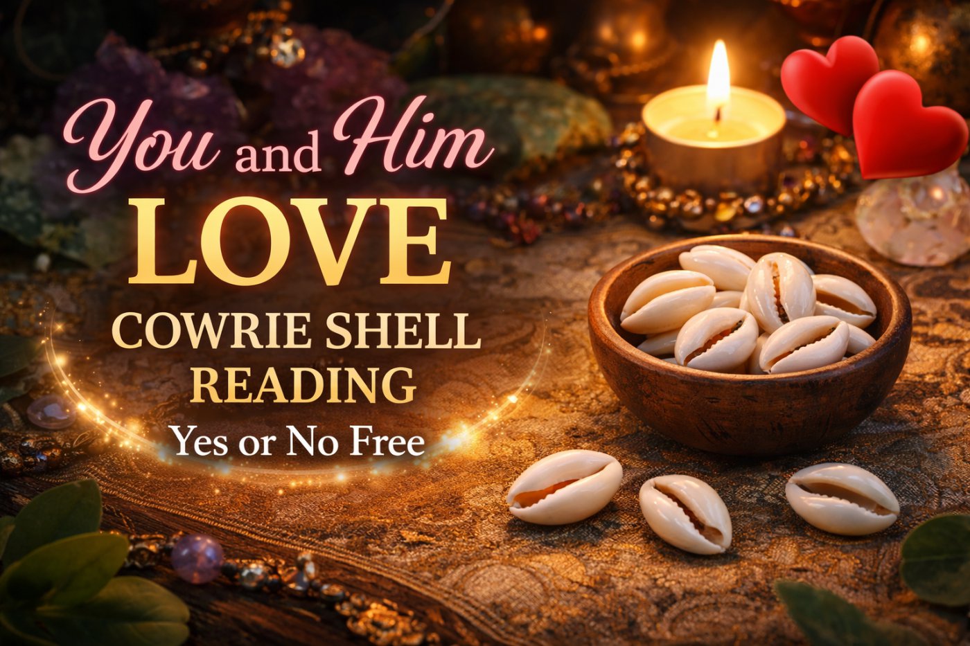 Free yes or no cowrie shell love reading for you and him with candle, shells and spiritual guidance for relationship clarity