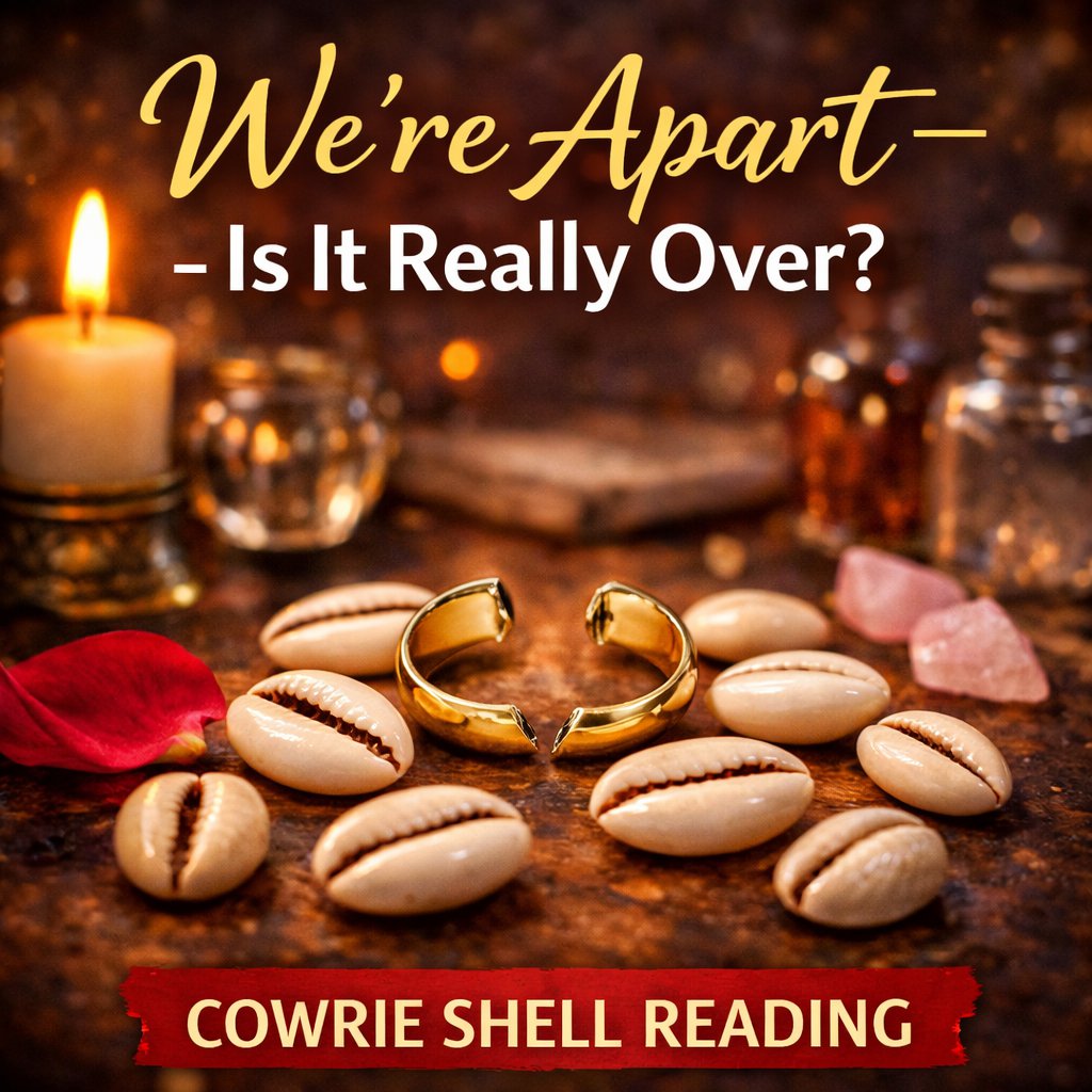Love reconciliation cowrie shell reading with broken ring asking is it really over and revealing relationship answers