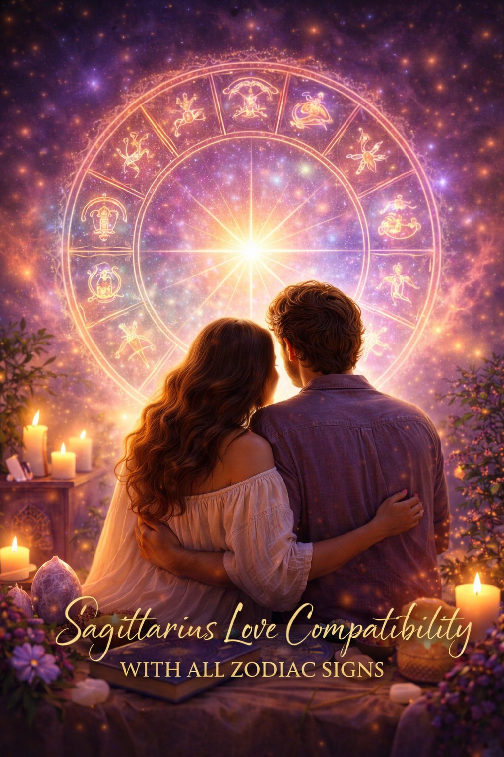 sagittarius love compatibility with all zodiac signs astrology romantic couple zodiac wheel spiritual connection