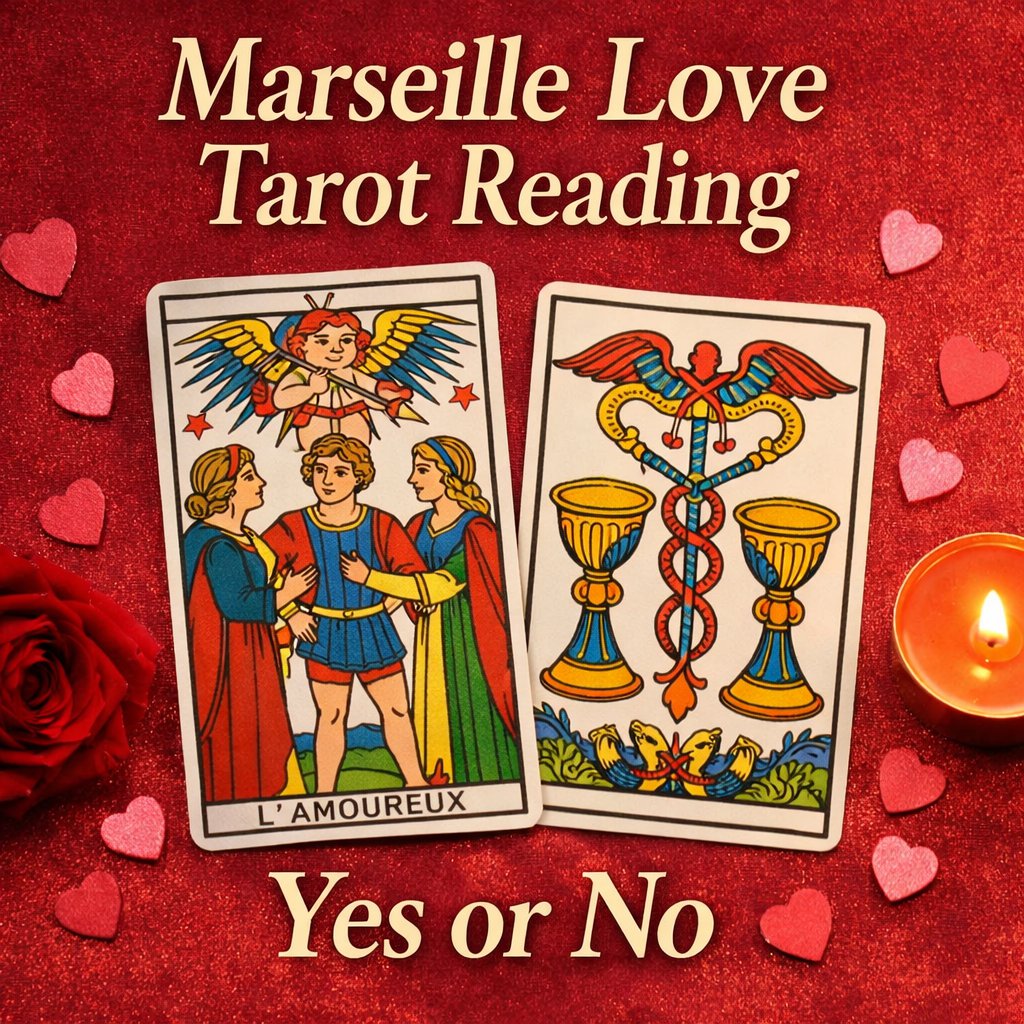 Yes or no love tarot reading with Marseille tarot cards for relationship guidance