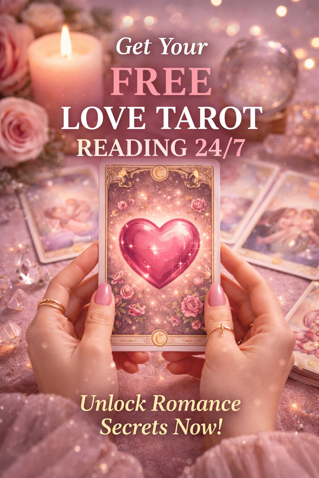 Free love tarot reading online 24/7 with romantic tarot cards and candlelight atmosphere