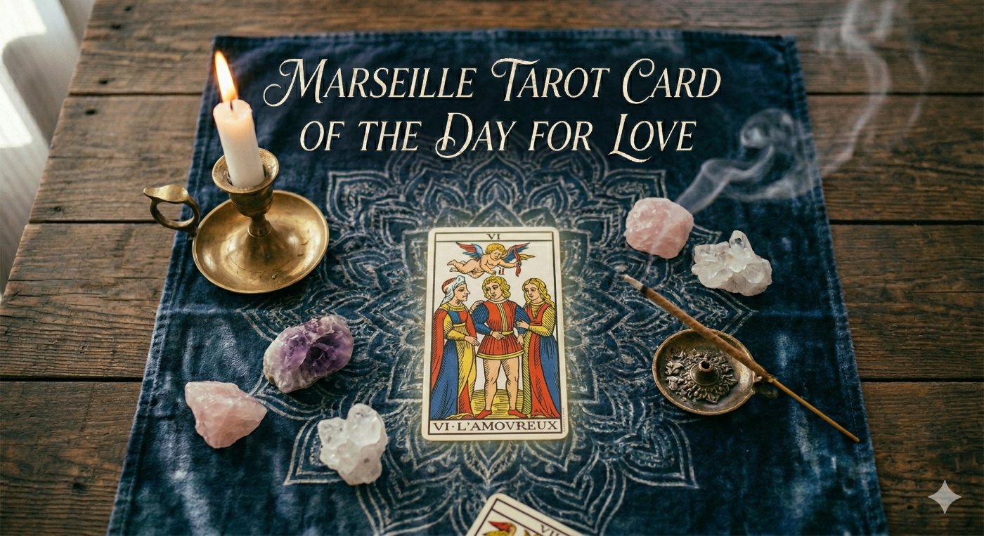 Free daily Marseille love tarot reading online with L'Amoureux card