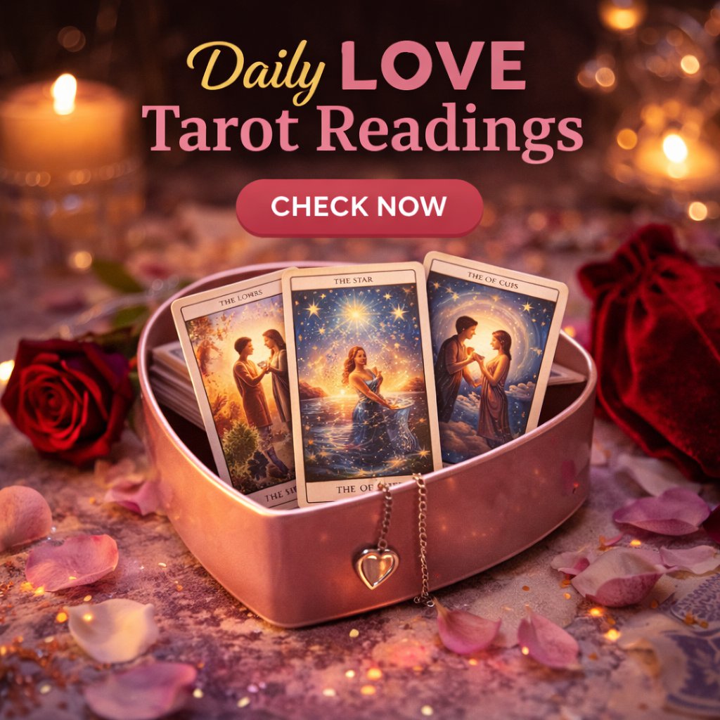 daily love tarot readings with romantic tarot cards showing love guidance, soulmate connection and relationship insight check now