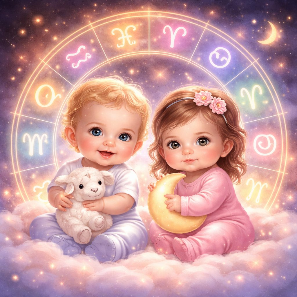 zodiac babies astrology and personality traits with children surrounded by zodiac signs showing emotional behavior and child development