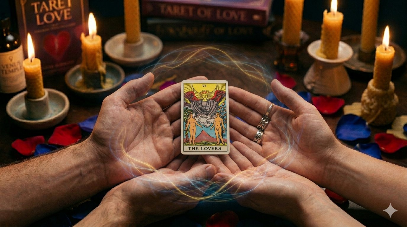 Free customized love tarot reading with 24/7 expert insight, featuring the Lovers card for deep relational understanding