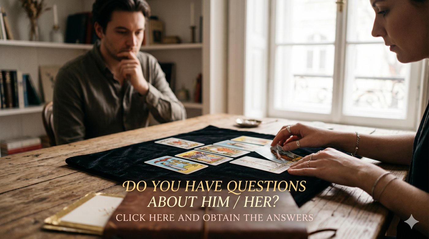 "Does he love me? Interactive tarot reading for soulmate connection and romantic clarity.