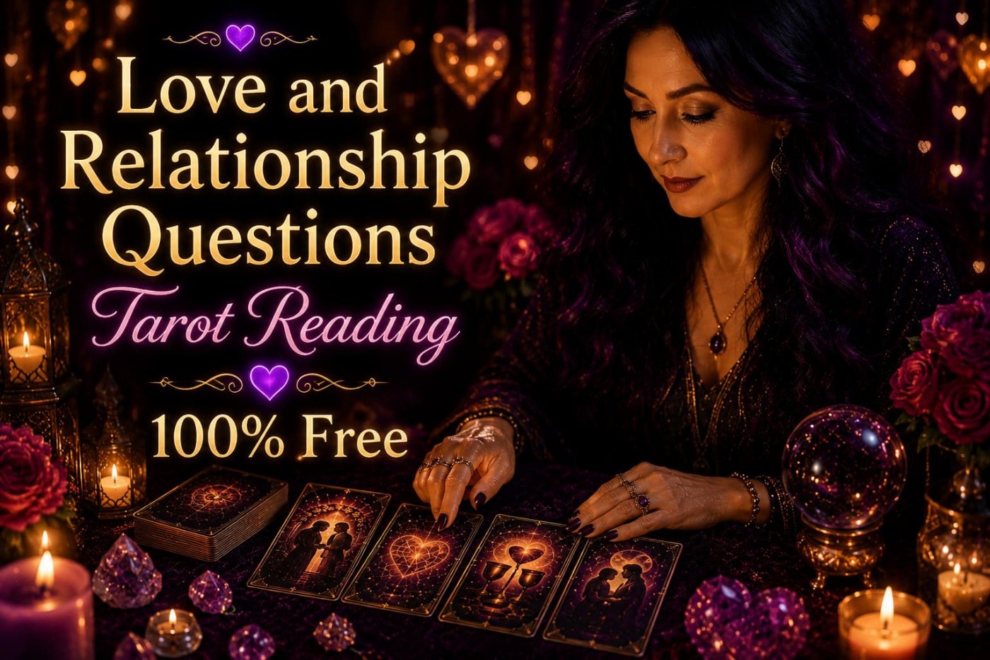 Interactive love tarot reading for relationship questions.