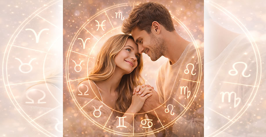 astrology love guide with zodiac signs in love showing attraction, emotional connection and romantic relationships